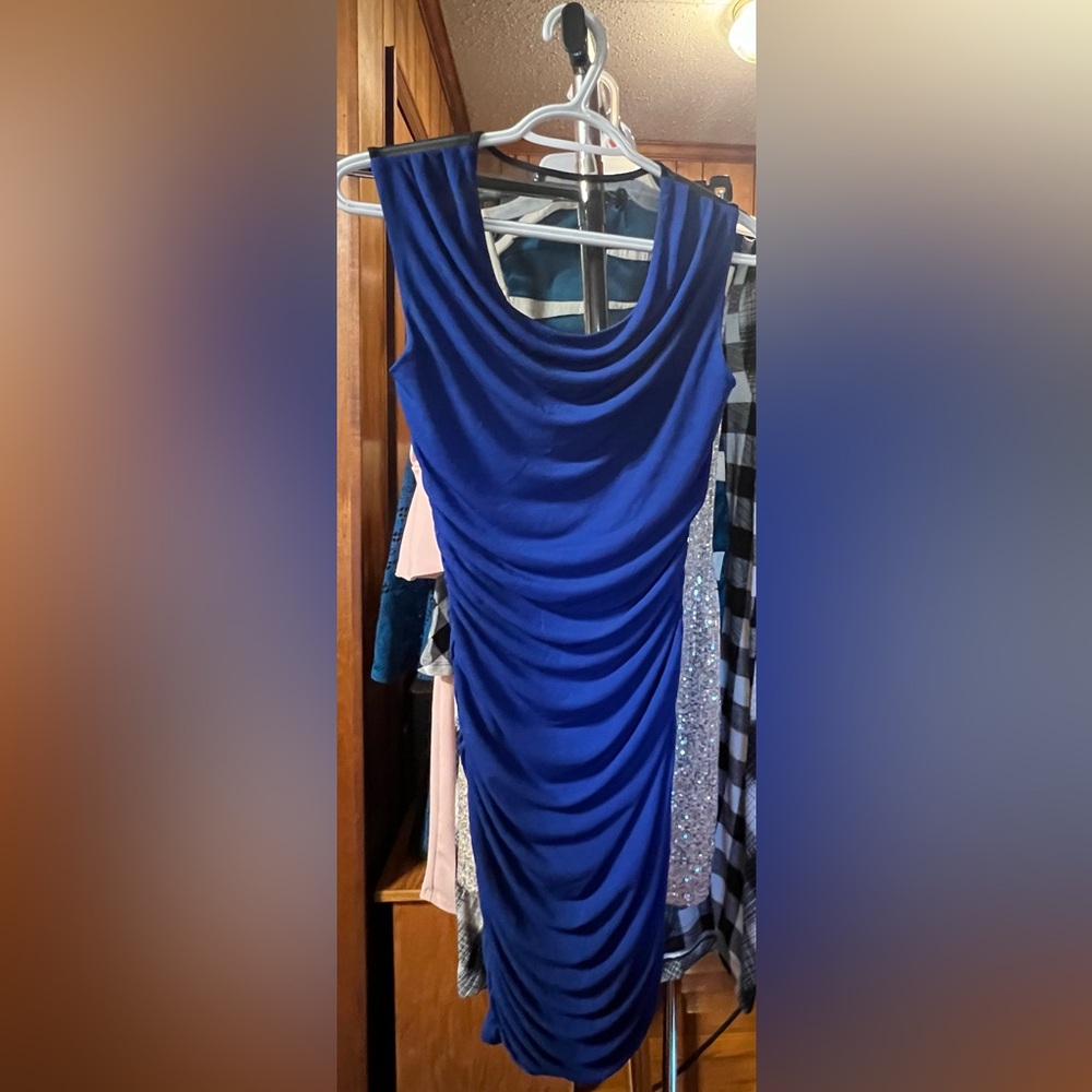 Storm Royal Blue Ruched Midi Dress